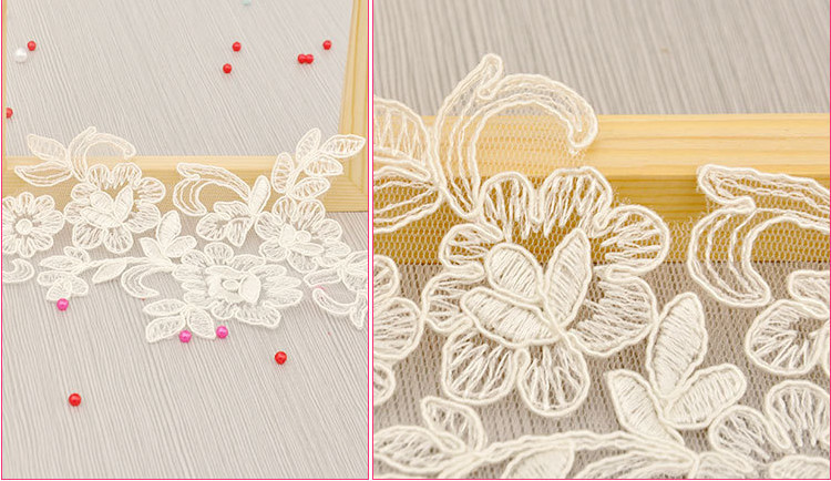 Cord Lace Applique Ivory Color Embroidery Flower for Wedding Dress