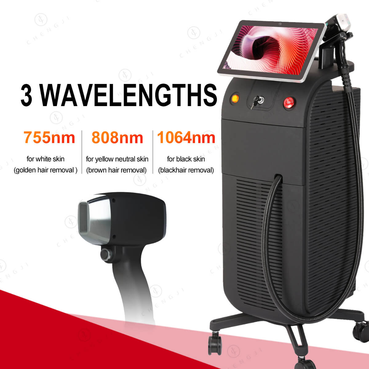 1000W Diode Ice Laser Machine Triple Waves Laser Hair Reduction Machine 755nm 808nm 1064nm