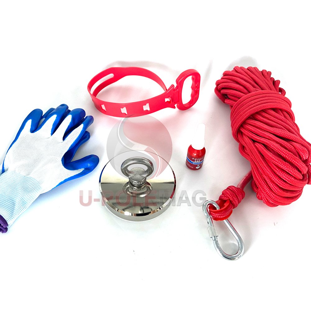 880 LBS Pull Force Neodymium Fishing Magnet Bundle M12 Screw Size ±0.1mm Tolerance