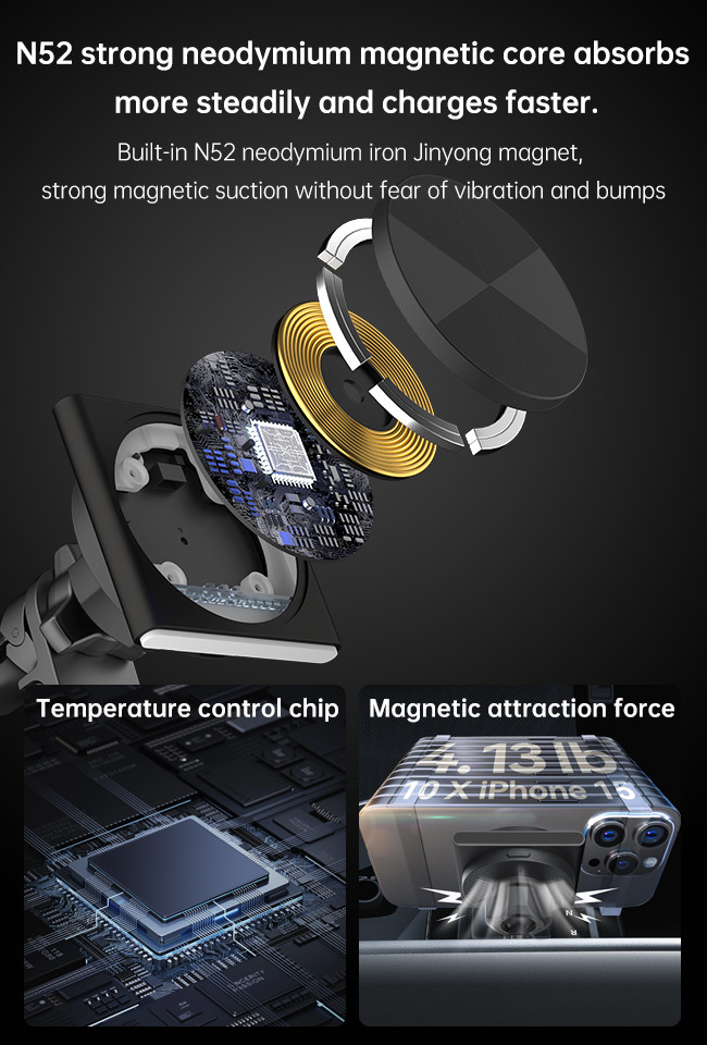 Customizable Magsafe Car Mount Super Strong Magnetic Suction Projection Ambient Light Black Technology Sound Pickup
