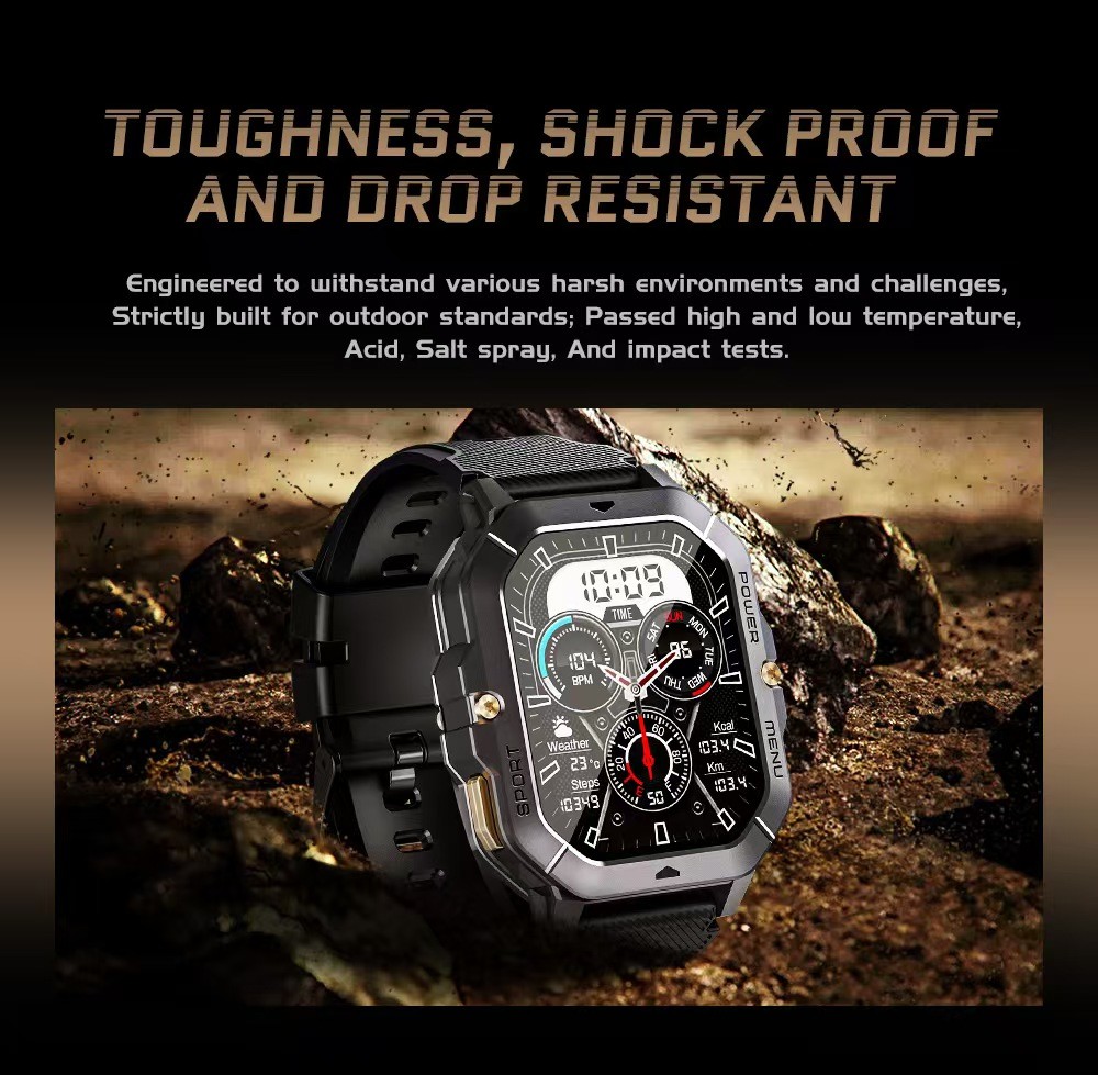 C28 Men Sports Smart Watch 2.02inch Large Memory 410mAh Battery 1ATM Waterproof
