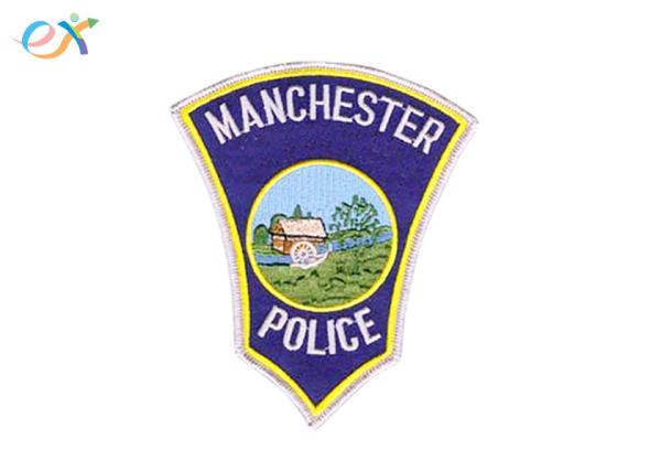 75% Embroidered Fabric Patches , Iron On Embroidered Badges Merrow Edge For