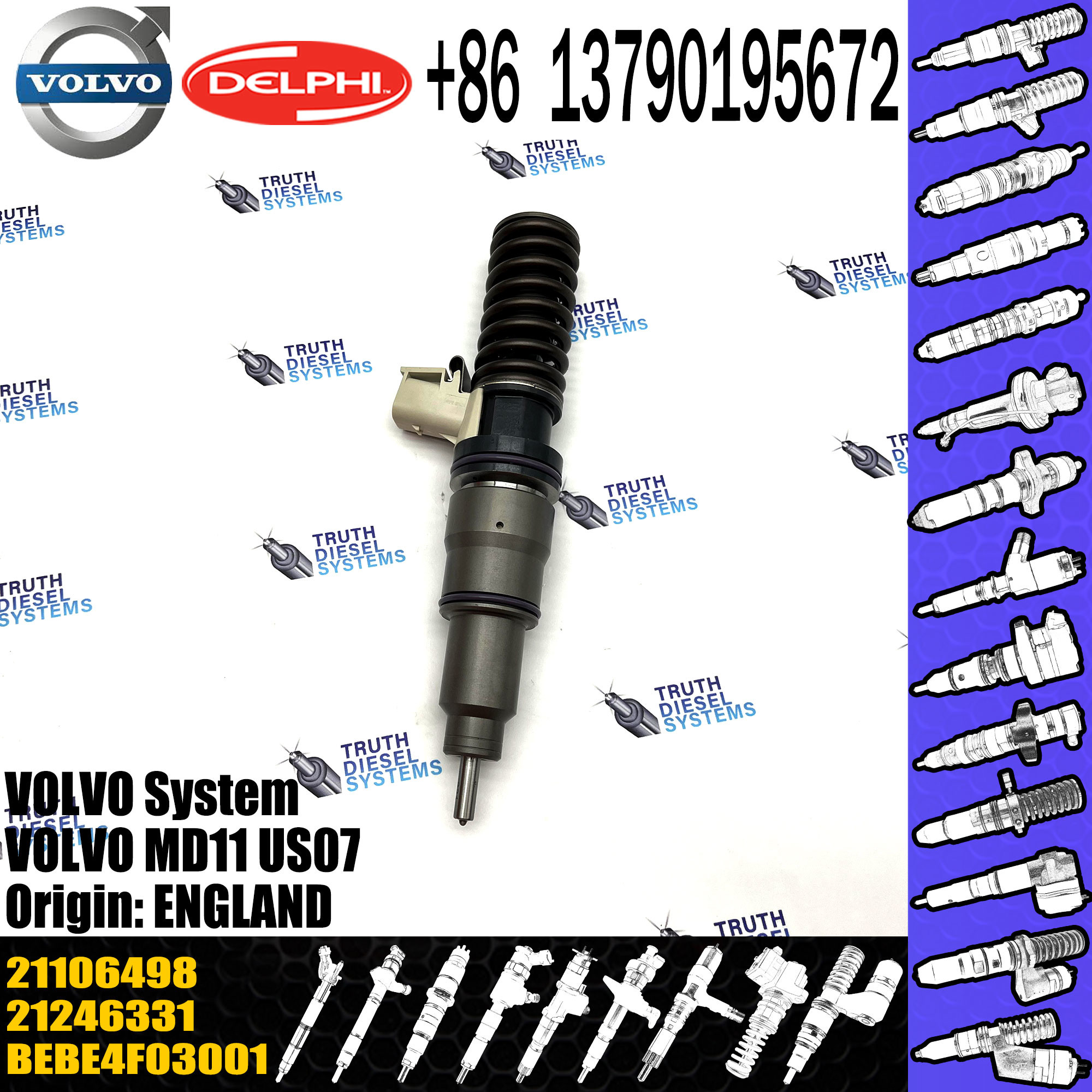 Common Rail Diesel Fuel Injector 21246331 BEBE4F03001 21106498 for Engine Parts