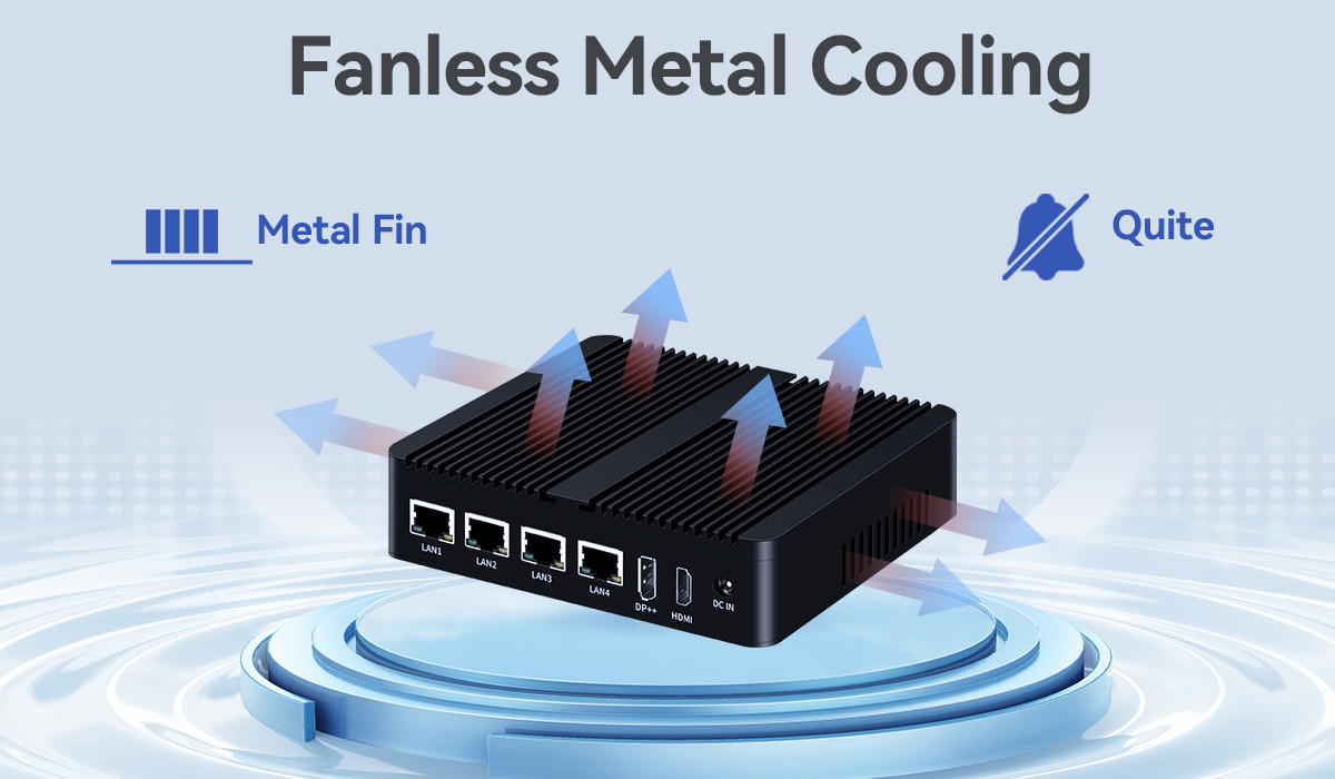 Intel N100 Processor Fanless Industrial Mini Computer Dual COM DDR4 RAM 4LAN