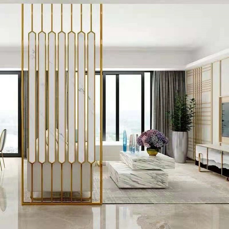 Golden Stainless Steel Screen Decorative Wall Panels Modern Room Dividers