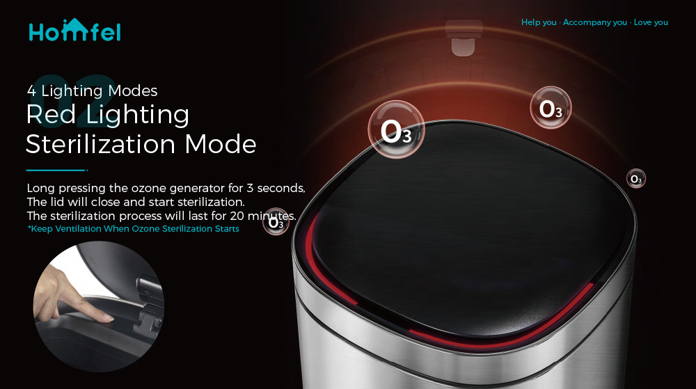 Touchless Intelligent Smart Sensor Bin Trash Can Stainless Steel Sustainable Household