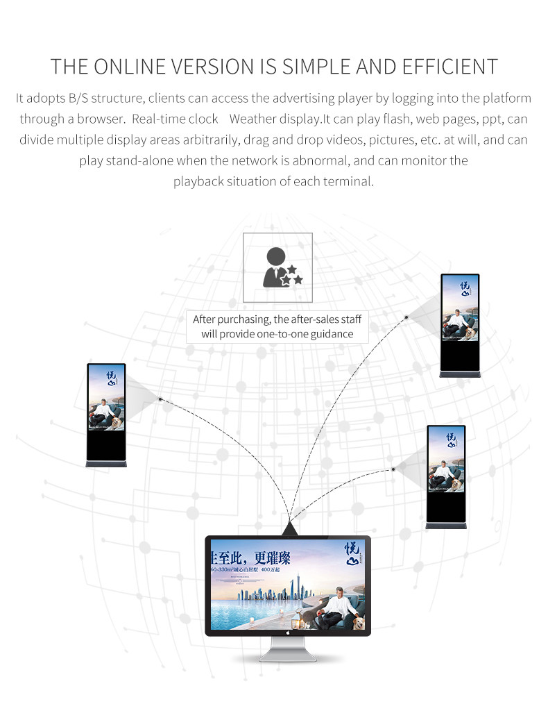 Landing Split Portable Vertical High Definition 43 Inch Floor Standing Kiosk