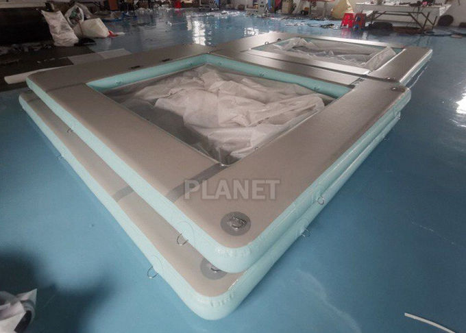 1000D Double Wall Fabric Floating Water Anti-jellyfish Pool Inflatable Sea Swimming Pool With Netting Enclosure