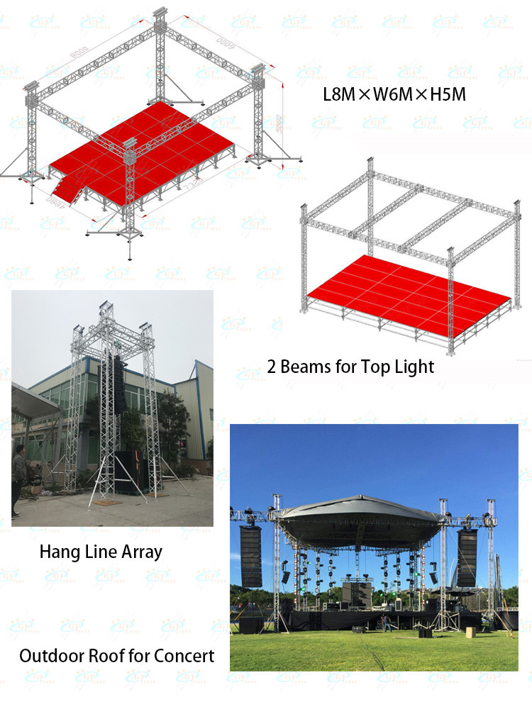 Black Aluminum Stage Roof Truss System Spigot Screw Type 290mm*290mm