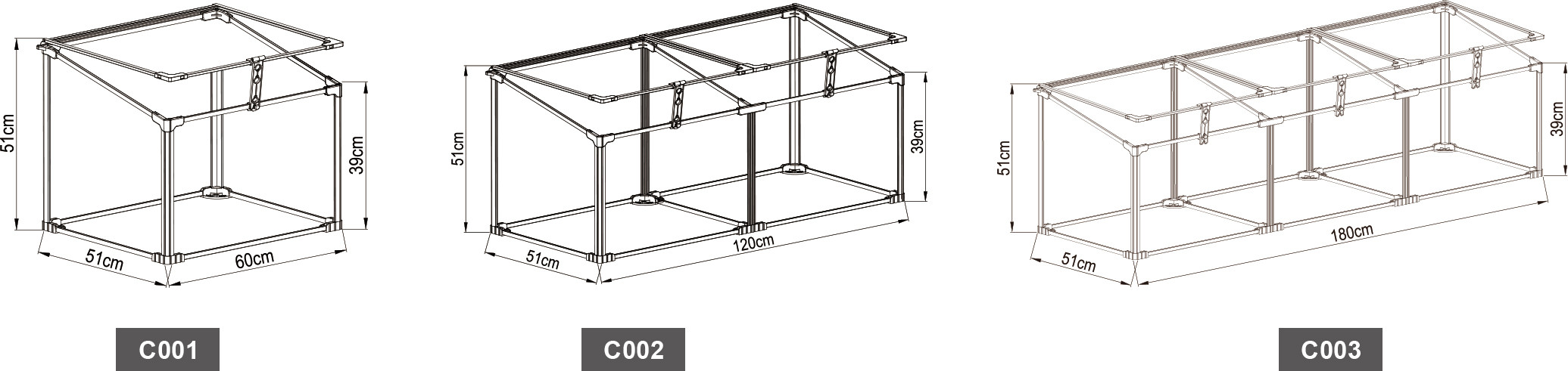 Natural Silver Aluminium Frame Greenhouse 1.0mm 4mm With Vent / Anchor