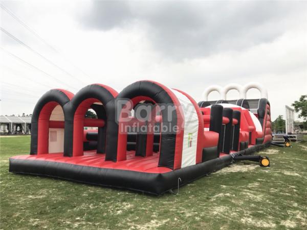 Red Great Commercial Obstacle Course Bounce House , Inflatable Rush Extreme