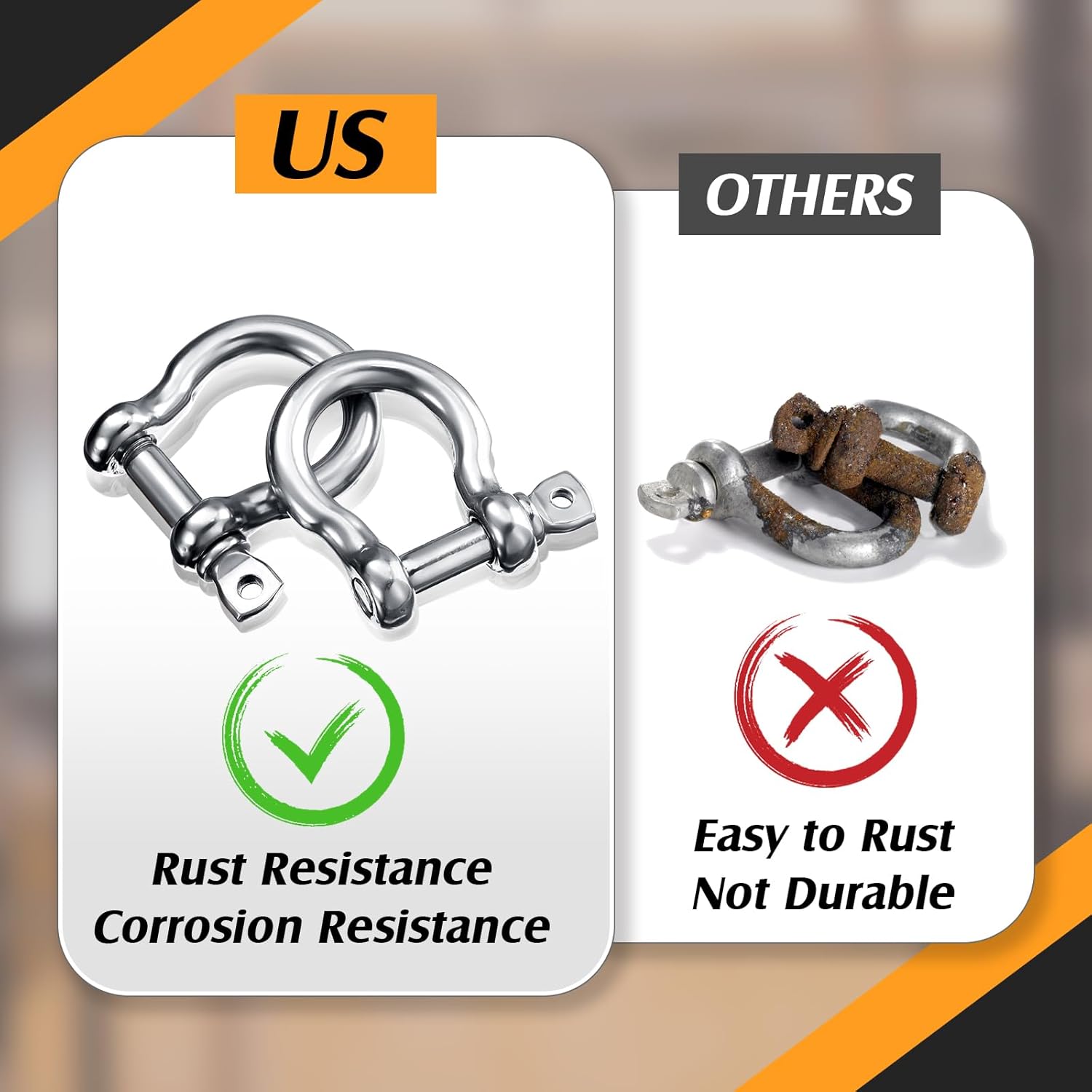 General Industry Stainless Steel Wire Rope Accessory Shackle Bow Dee Shape with Collar Pin