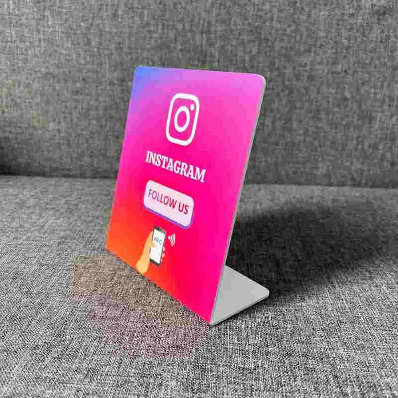 Custom NFC Stand Social Media Review NFC PVC Google Review Card Menu Display Stand
