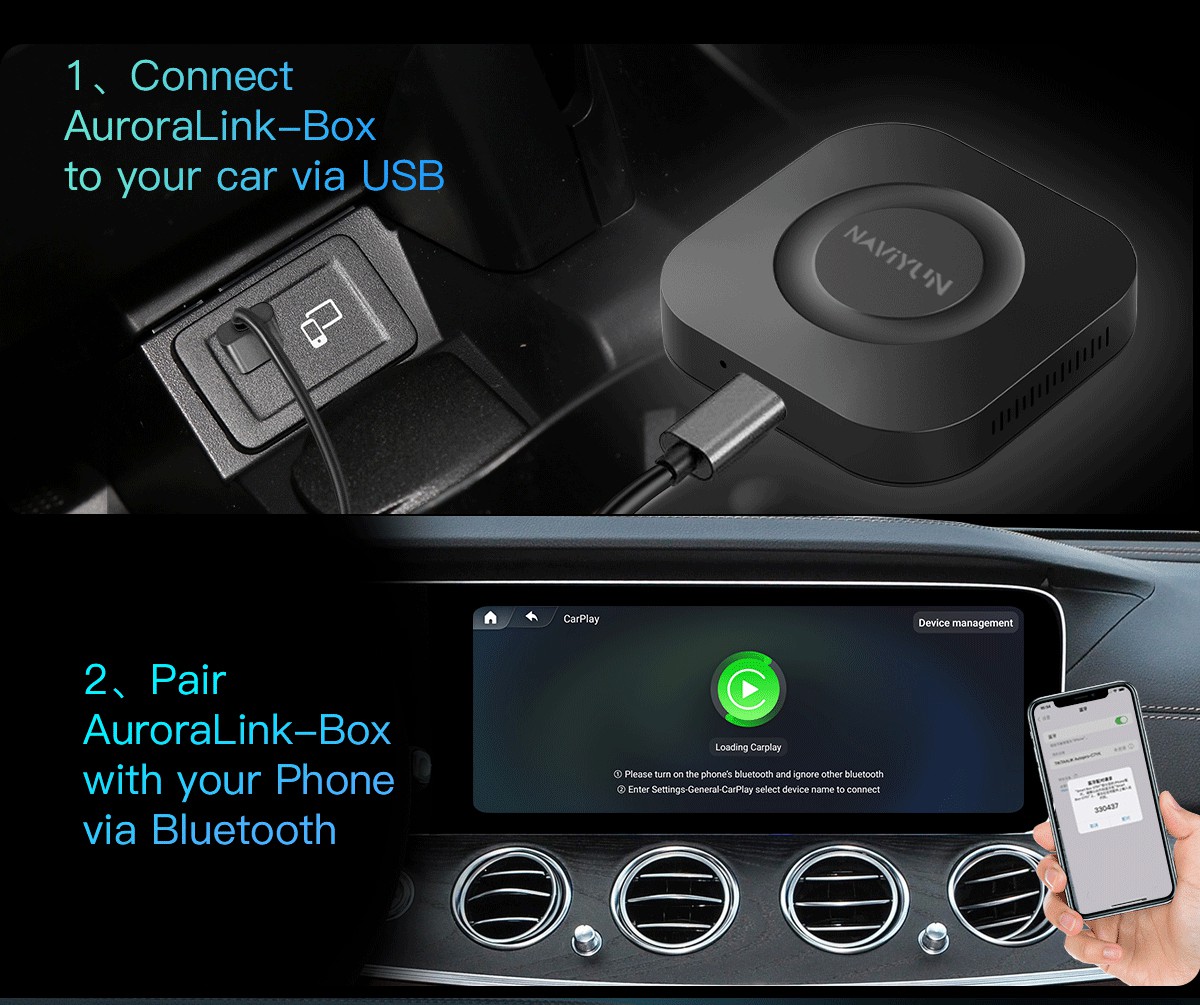 5V±0.2V 1.0A Power Input Carplay AI Box 8GB 128GB Built-in GPS Wifi Wireless Streaming Box