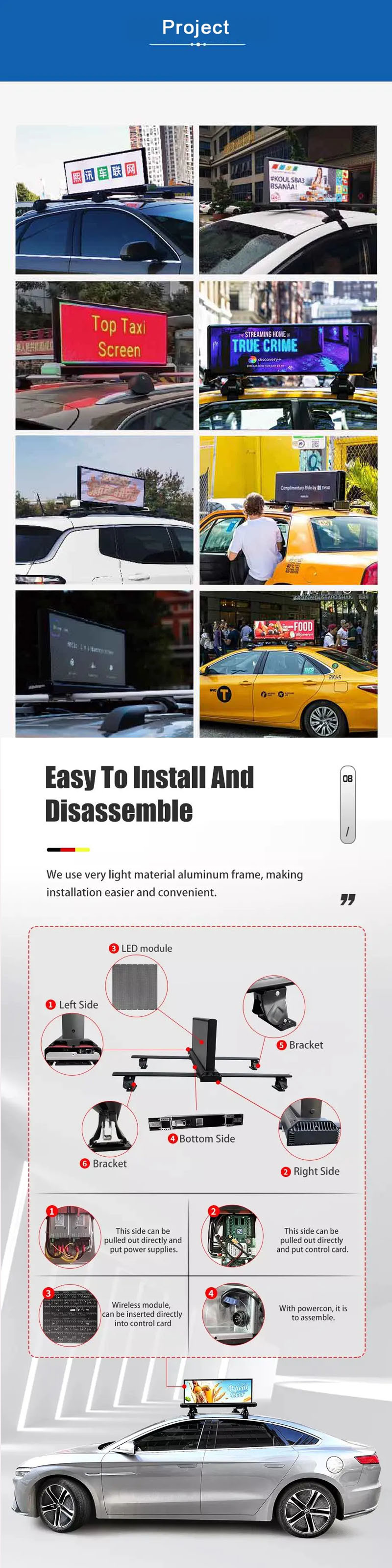 P2.5 Waterproof Taxi Top Led Display Double Sided Digital Mobile Media