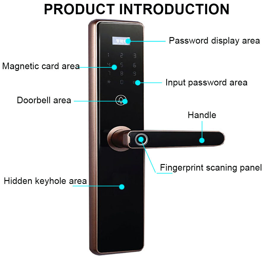 Alkaline Battery WIFI Electronic Door Lock FCC TUYA APP Fingerprint Door Lock