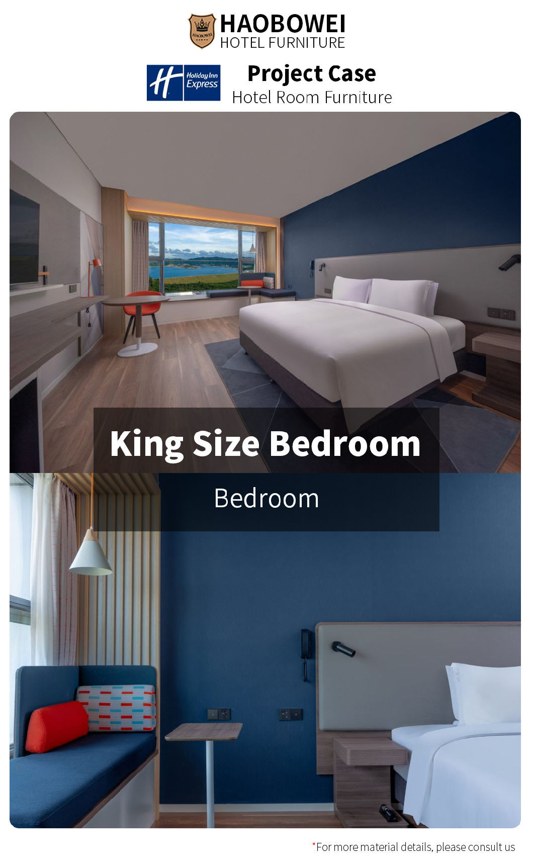 Four Star Hotel China Modern Style Standard King Size Bedroom Furniture Set
