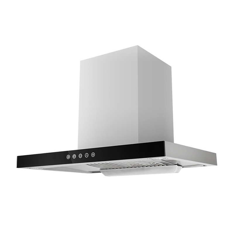 Stainless Steel T Shape Chimney Hood Low Noise Electric 200W Touch Motion Sensing Switch Stainless Steel Filter