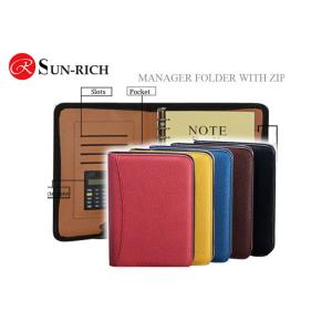 Pu Leather Manager folder notebook with zipper and Calculator
