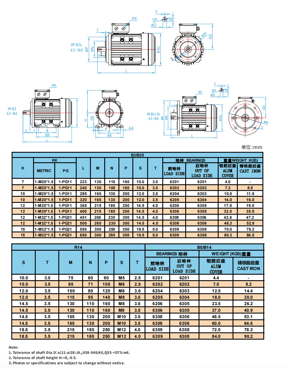 1 Phase Three Phase Asynchronous Electric Motor