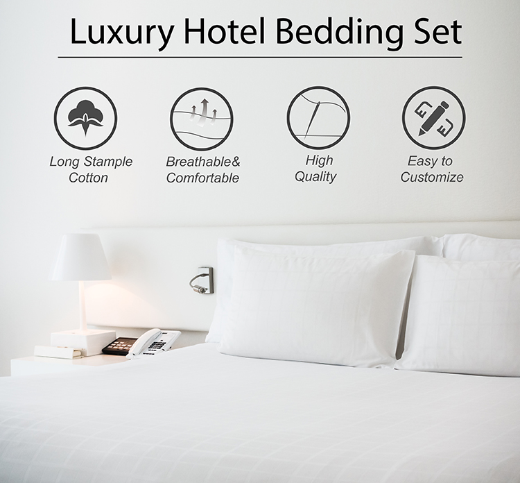 Luxury 5 Star Hilton Bedding Set Linen in 400TC Solid Pattern with Custom Duvet Cover