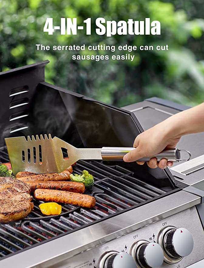 OCPO Kitchen BBQ Grill Supplies 16 Inch Men Women Stainless Steel BBQ Utensils