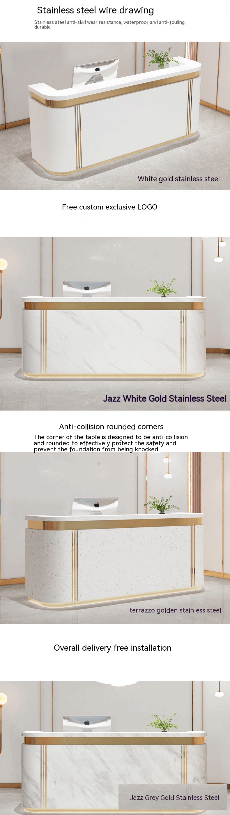 Lightweight Beauty Salon Bar Reception Desk for Small Salons and Hotels Luxury Design
