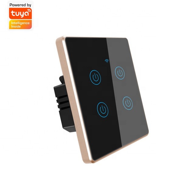  EU/US Standard Metal Bezel 4 Gang Household Switch Remote Smart Wall Light Switch Timer&amp;Voice Control Support Manufactures