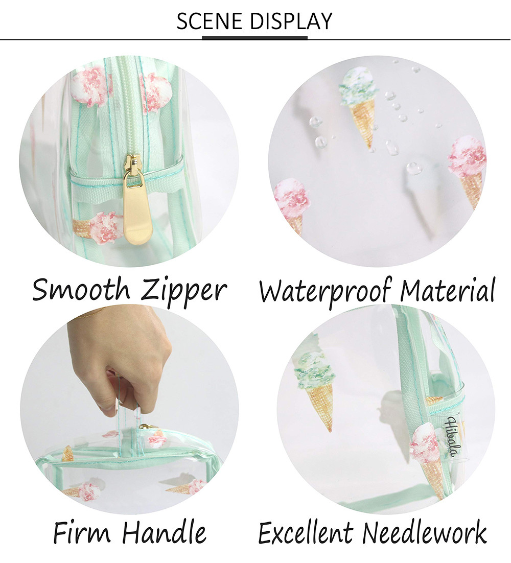 Ice Cream Print Transparent PVC Cosmetic Toiletry Bag
