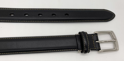 2.8cm Width Womens Genuine Leather Belt Raised Effect With Contrast Color Stitching