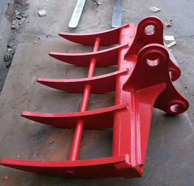 8T Mini Excavator Brush Rake Mechanical Root Rake Bucket 8 Teeth