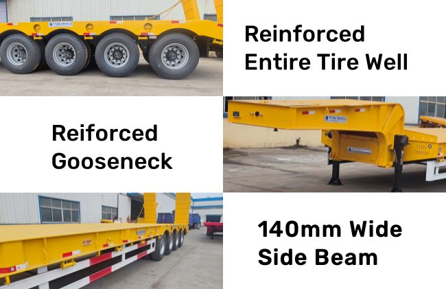 TITAN 4 Axle 100 Tons Hydraulic Semi Lowbed Trailer for Sale