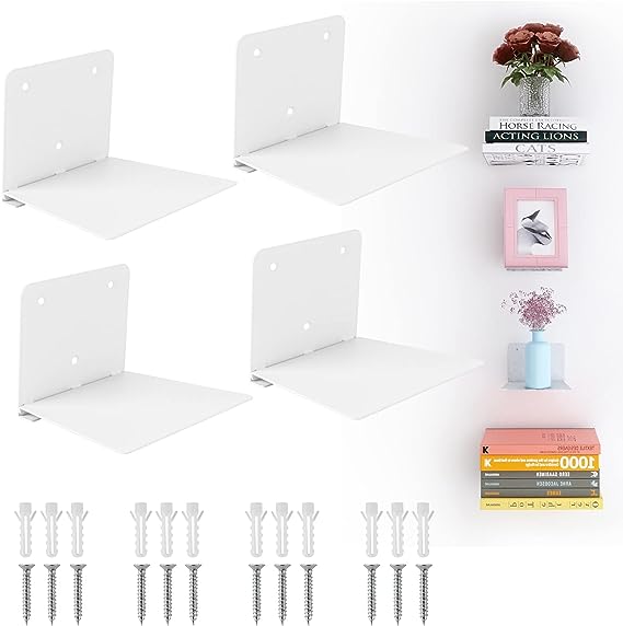 Rectangle Floating Bookshelf with Mounting Hardware 1mm Thickness Steel Construction