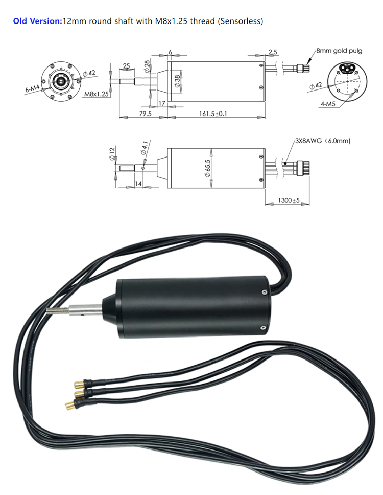 Customized Size Black Waterproof Electric Motor For Diving Robot
