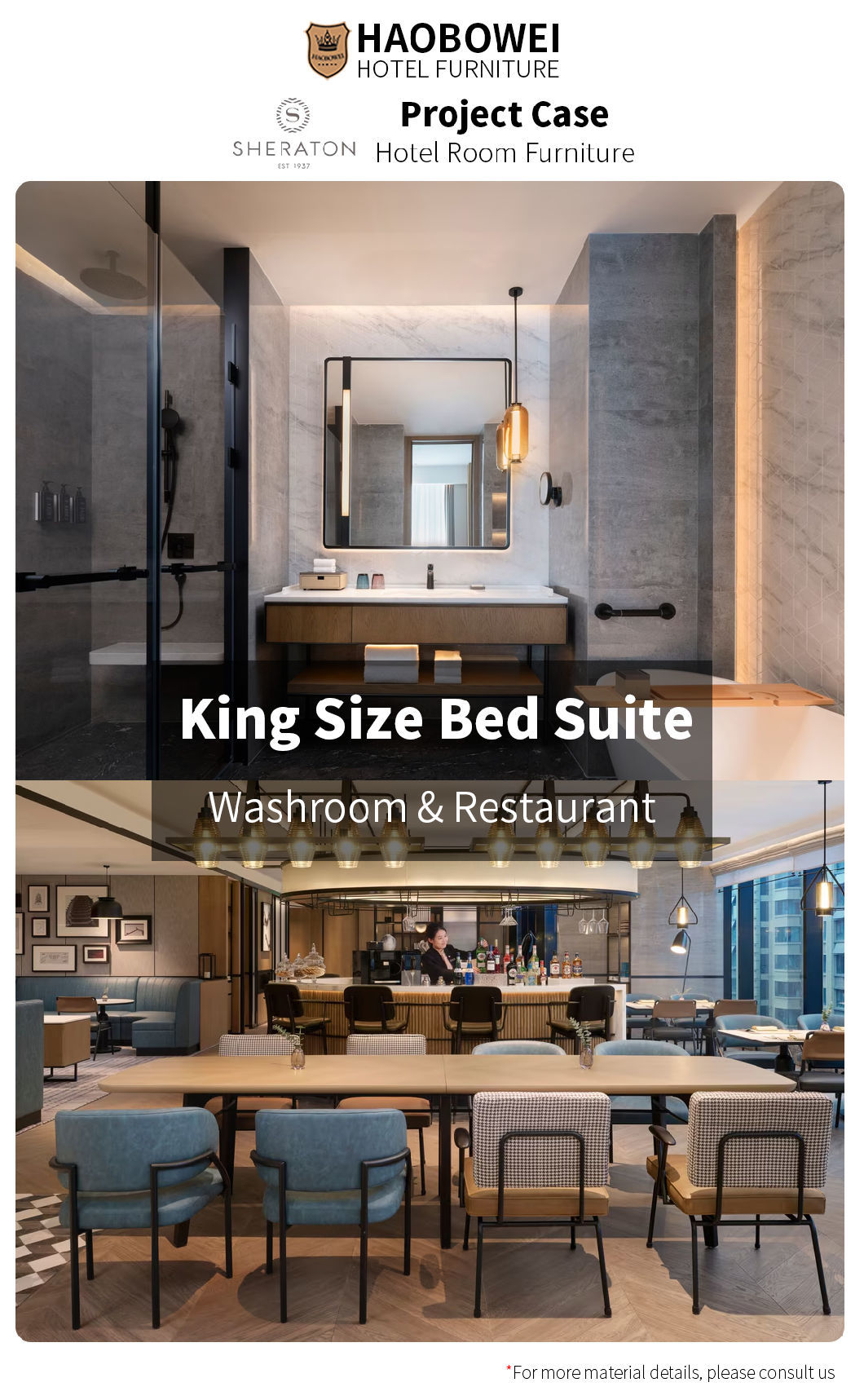 Sheraton by Marriott Business Hotel Modern Standard King Size Bedroom Furniture Set