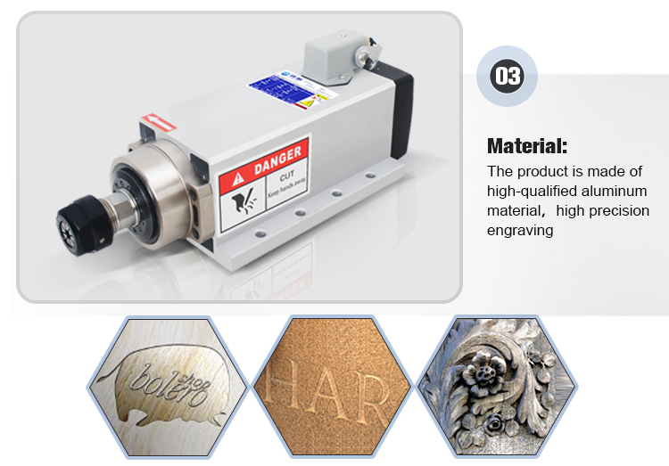 220v or 380v Inverter Drive GDZ 93*82-2.2 2.2KW Air Cooled Spindle Motor for CNC Router