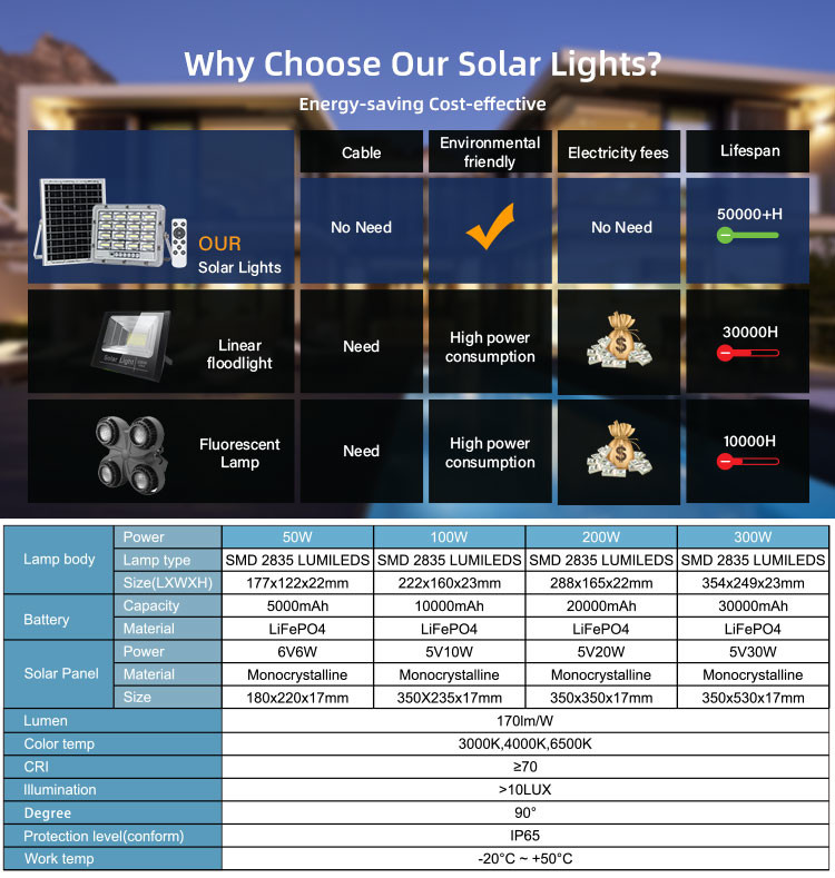 SMD Solar Powered LED Flood Light With Sensor Stadium Sports Field 20W 60W