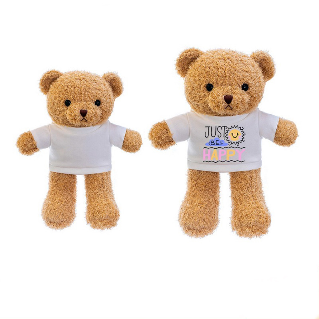  DIY Custom Stuffed Toy Sublimation Blank Teddy Bear Plush Toy With Printable White T Shirt Manufactures