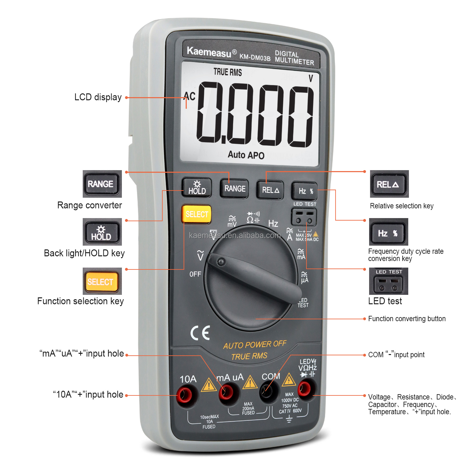 High precision Anti burn multitester 6000 Counts Auto range Diode Ture RMS Voltage Resistance tester Electric Multimeters