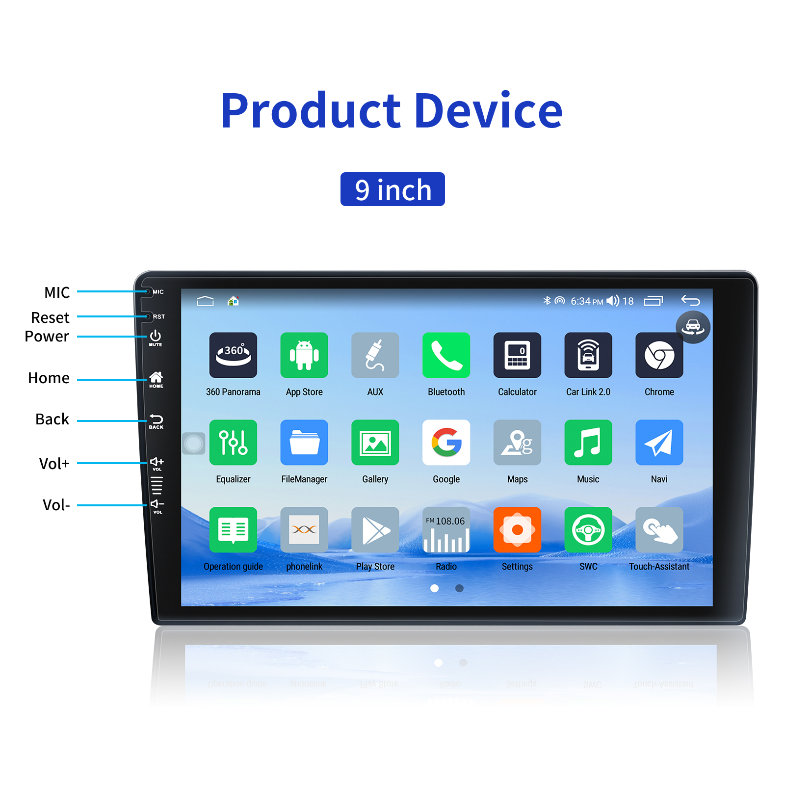 Dashboard Placement 10 Inch 2.5D-IPS Screen Car Radio with Bluetooth and Navigation GPS