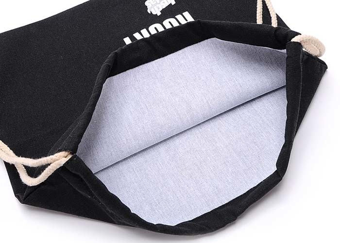 Custom Logo Canvas Drawstring Bags Black Canvas Cinch Backpack For Men