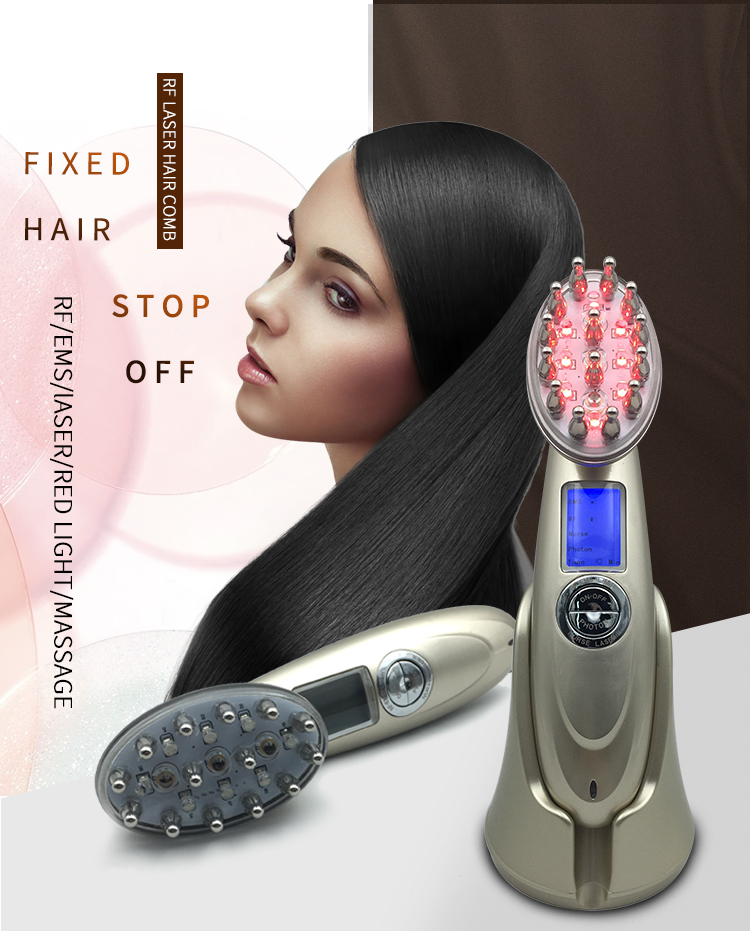 Laser Photon Microcurrent Vibration Massage Comb Red Light Therapy Hair Growth Brush