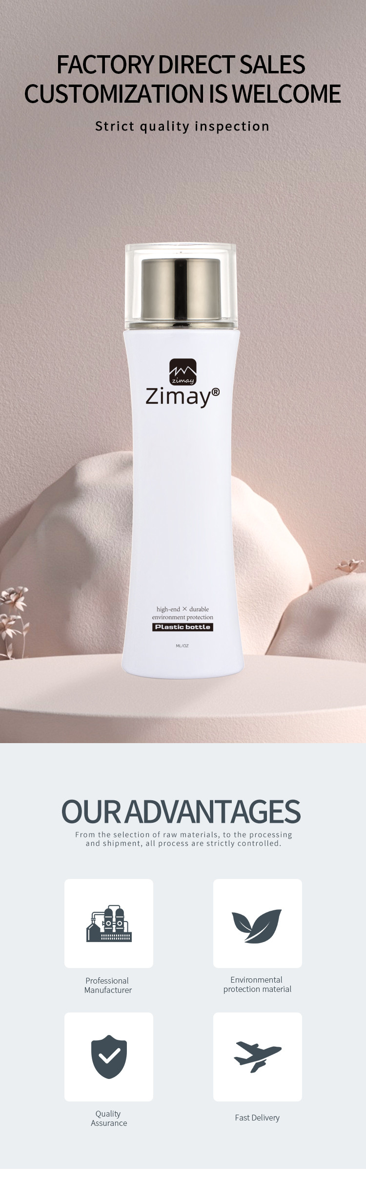White Plastic Cosmetic Shampoo Lotion Bottle With Screw Cap