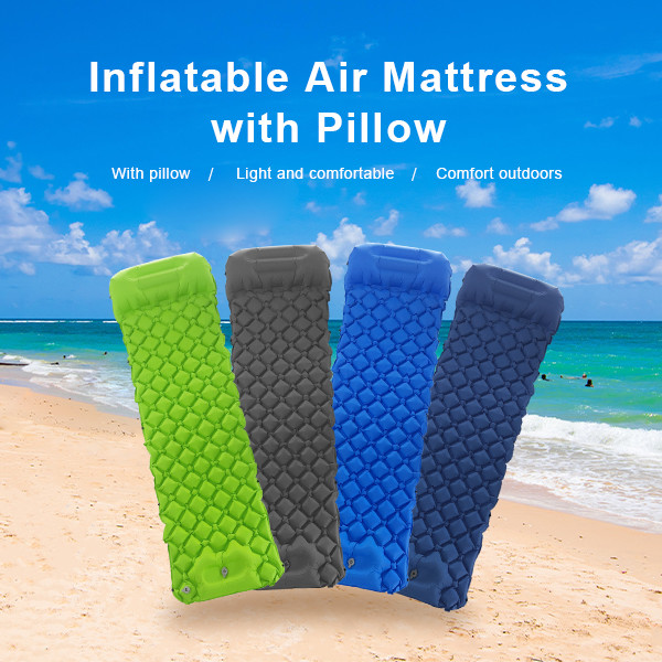 Egg Groove Shaped Outdoor Sleeping Mat With Pillow Folding Sleeping Mat Camping