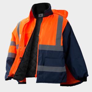 China High Visibility Ready Made Garments 4 Way Parka Polyurethane Coating Fabric S M L on sale