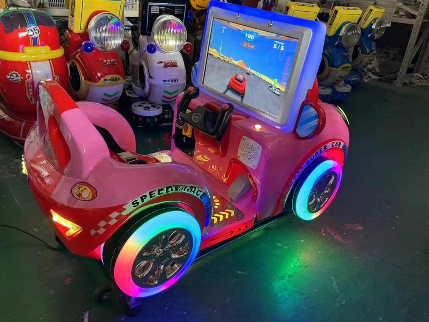 Dreamland coin operated 3D interactive games karting car kiddie rides game machine for children game room