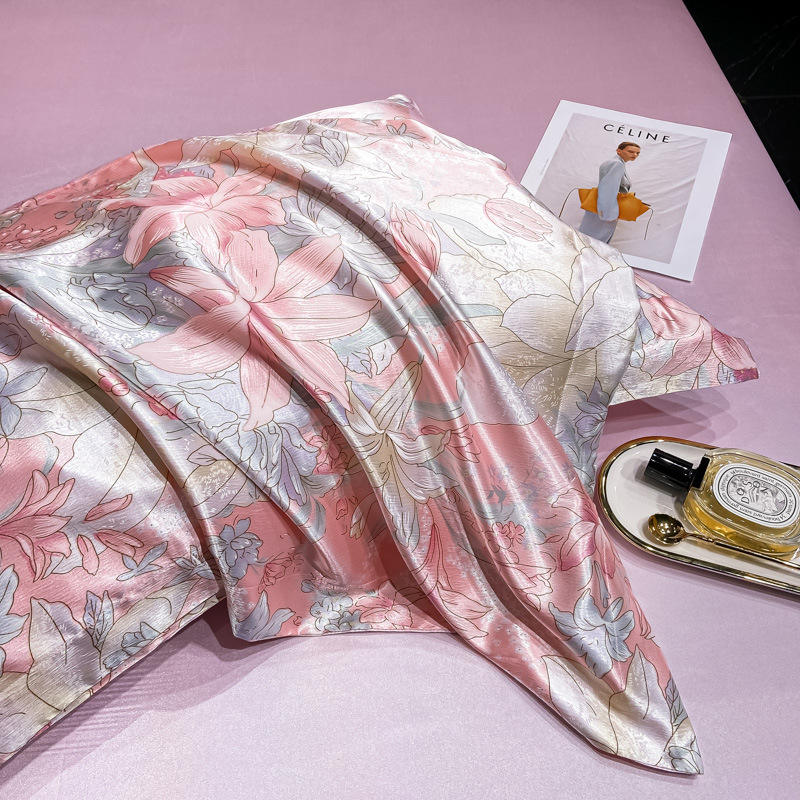 Diagonal Printing Mulberry Silk Fitted Sheet Set for 100% Silk Bedding in Market