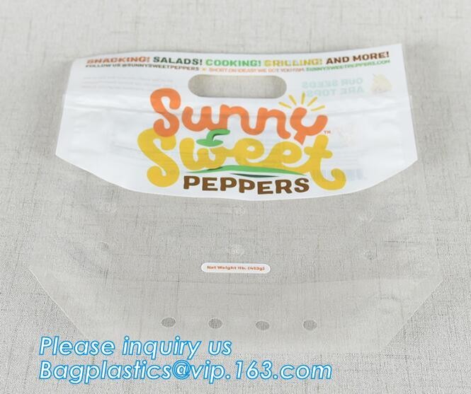 Fresh Vegetables Packaging Plastic Bag, Fresh Fruit & Vegetable Packaging Plastic Fruit Bag with Handle, breathable opp