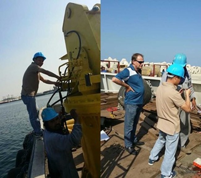 Steel Structure 2t Marine Cranes Hydraulic 6m Bending Boom For Offshore