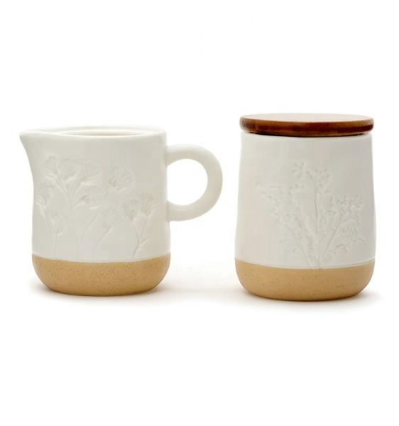 White Ceramic Creamer And Sugar Set Restaurant Brunchwith Creamer Dispenser